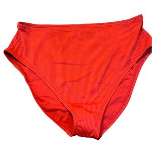 Shade & Shore bikini high rise‎ bottoms red ribbed size XL 16 NWT